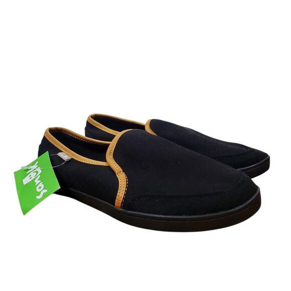 NEW Sanuk Pair O Dice Wool Loafer Flat Womens 8.5 Black Slip On Shoes 1097553 - Picture 1 of 11